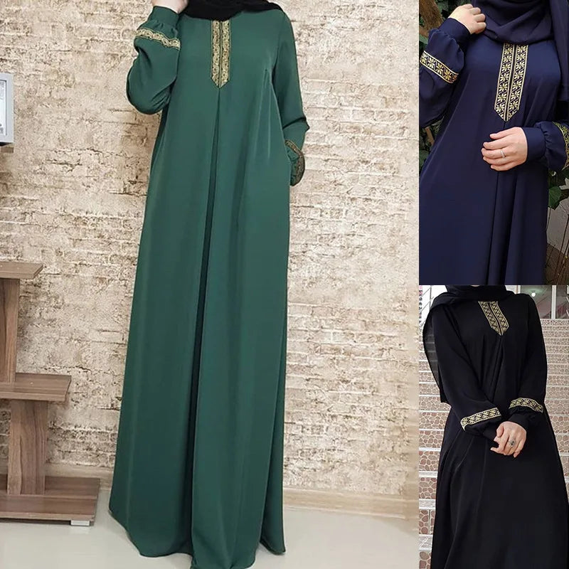 Muslim Ethnic Style Print Abayas Plus