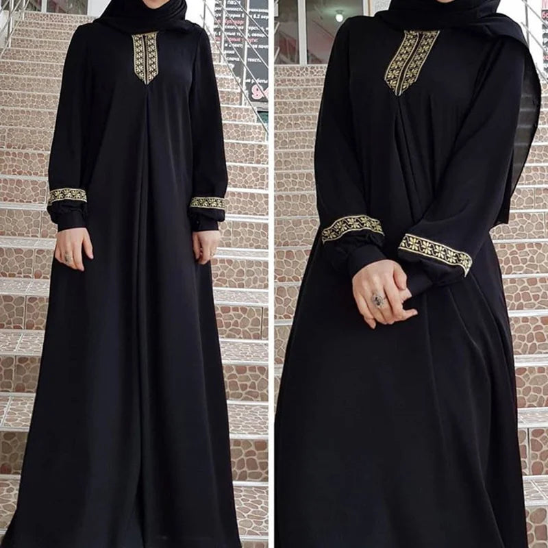 Muslim Ethnic Style Print Abayas Plus